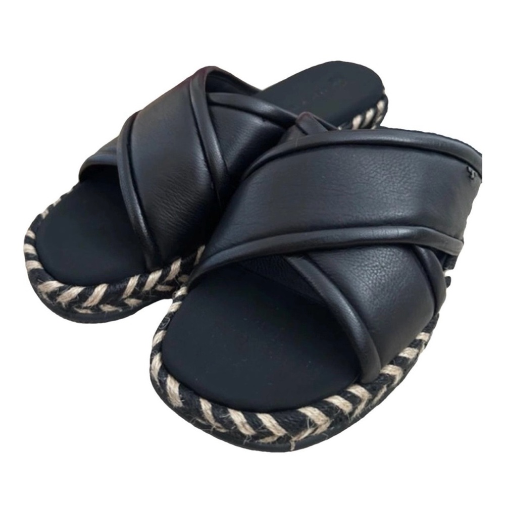 NWOT Women's TORY BURCH Size 9 Criss Cross Espadrille Slide Perfect Black